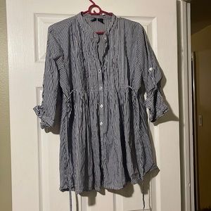 Striped tunic top with ties